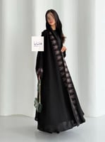 عباية ملاذ دبل كلوش بقماش انترنت تطريز موف