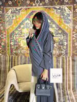 عباية تميز قماش راما لون رمادي