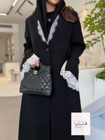 عباية جادي بلايزر بقماش كريب ايطالي اسود مع دانتيل...