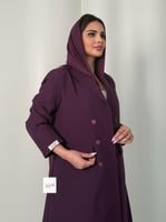 عباية كبرياء بليزر كريب مبطن بقصة اي لاين بنفسجي