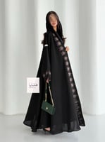 عباية ملاذ دبل كلوش بقماش انترنت تطريز موف