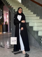 عباية كولينا دبل كلوش بقماش كريب رموش شامل طرحه كس...