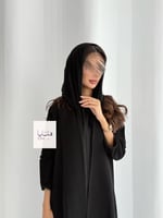 عباية لجين قماش كريب ملكي اسود بكلفه ناعمه