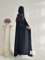 عباية نجاح قماش كتان ولنن لون اسود