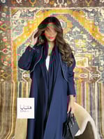 عباية مياسه بقماش كريب كتان مطرز كحلي