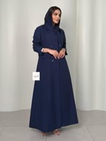 عباية كبرياء بليزر كريب مبطن بقصة اي لاين كحلي