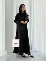 عباية الفارقه بقماش كريب كتان تطريز كحلي