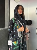 عباية بلسم حرير صيفي بارد اسود مع الوان