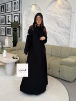 عباية الجوري دبل كلوش بقماش كريب ملكي تطريز وشك كح...