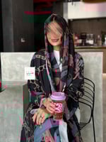 عباية رقاء بقماش حرير صيفي بارد اسود مع الوان