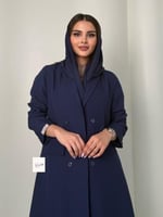عباية كبرياء بليزر كريب مبطن بقصة اي لاين كحلي