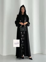 عباية رونق دبل كلوش بقماش انترنت بتطريز احترافي مل...