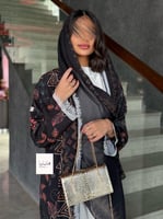 عباية همسة حرير صيفي اسود مع الوان