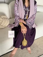 جلابية ميثاء قماش ناعم باكمام حرير تطريز بالصدر لو...