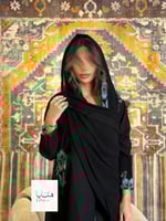 عباية هتون بقماش كريب كتان تطريز ورد