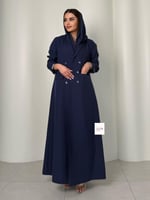 عباية كبرياء بليزر كريب مبطن بقصة اي لاين كحلي