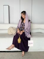 جلابية ميثاء قماش ناعم باكمام حرير تطريز بالصدر لو...