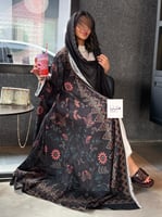 عباية همسة حرير صيفي اسود مع الوان