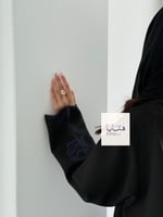 عباية الفارقه بقماش كريب كتان تطريز كحلي