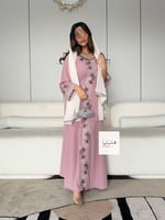 جلابية تاله قماش اوكراني ناعم تطريز ورد بالامام وا...