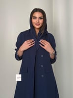 عباية كبرياء بليزر كريب مبطن بقصة اي لاين كحلي