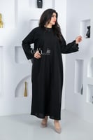 عباية ملكي كم تطريز ورد حلزوني