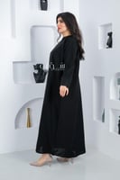 عباية ملكي كم تطريز ورد حلزوني