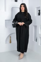 عباية ملكي كم تطريز ورد حلزوني