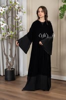 عباية شتوي مخمل كم كسرات زوم