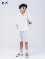 قميص كتان كم قصير