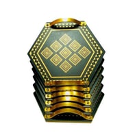 صحن تقديم خشبي فاخر - تصميم أسود بنقش ذهبي مع مقبض...