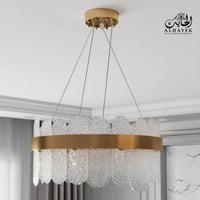 ثريا مودرن ذهبي بزجاج بيضاوي قطر 60 سم