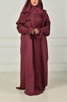 شرشف صلاة نسائي بكسرات أمامية لون عنابي خامة باردة...