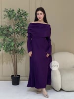 فستان بنفسجي ملكي أوف شولدر بقصة ناعمة