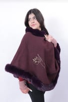 شال نسائي لون عنابي شتوي مع التطريز