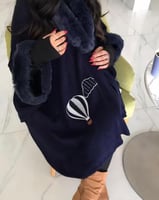 شال نسائي مع الفرو والتطريز