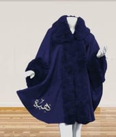 شال نسائي شتوي كحلي مع الفرو