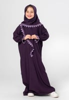 طقم صلاة أطفال مع طرحة مطرزة -ازرق غامق