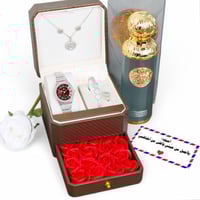 طقم هدية ساعة نسائي بالاسم | الأصيل بروشز