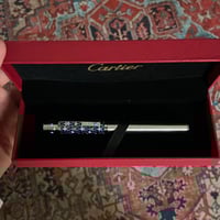 قلم كارتيه ازرق غطاء بملحقات كارتيه