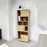 خزانة عرض مع أرفف تنظيم بتصميم مميز خشب لون بيج