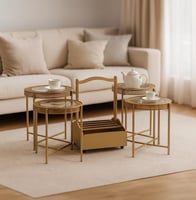 طقم طاولات 4 قطع مع شنطة مزودة بكفرات بتصميم مودرن