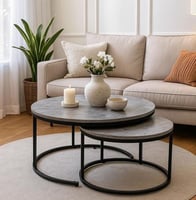 طقم طاولات خدمة مودرن - رمادي