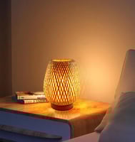 ابجورة طاولة من الخيزران باللون البيج