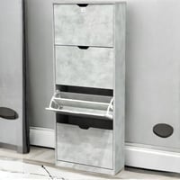 خزانه احذيه من الخشب اربع ابواب باللون الرمادي مقا...