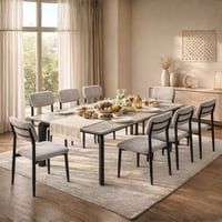 طاولة طعام 8 كراسي مودرن - لون رمادي