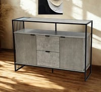 بوفيه خشب باللون الرمادي مقاس 140X40X100سم