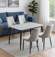 طاولة طعام مع 4 كراسي - رمادي