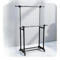 علاقة ملابس متحركة 160*80 سم - لون أسود و فضي