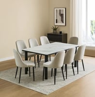 طاولة طعام مودرن مع 8 كراسي - رمادي